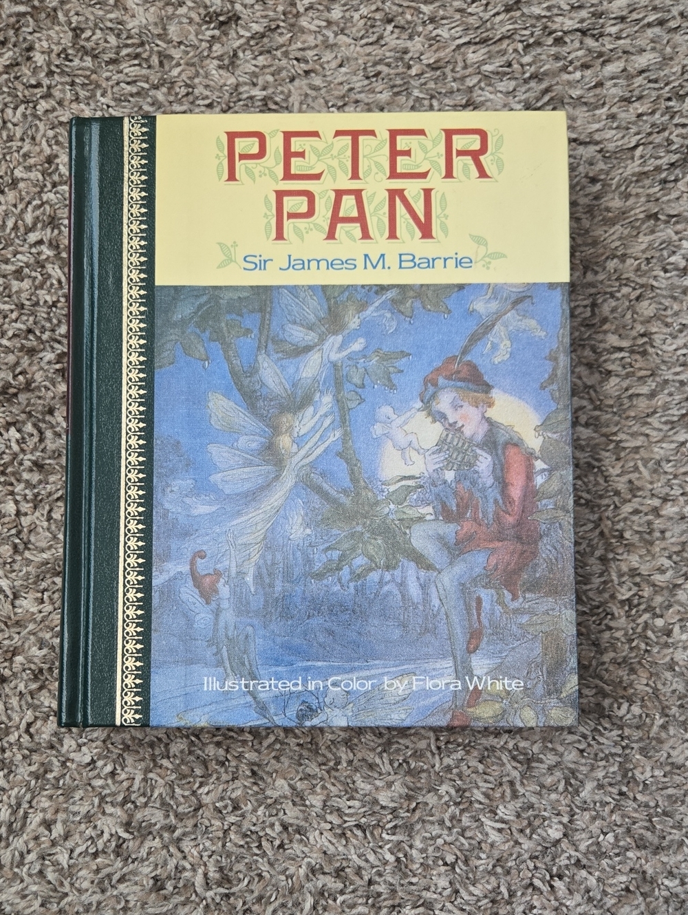 Peter Pan Hardcover Book in Yellow and Green - Illustrated Edition